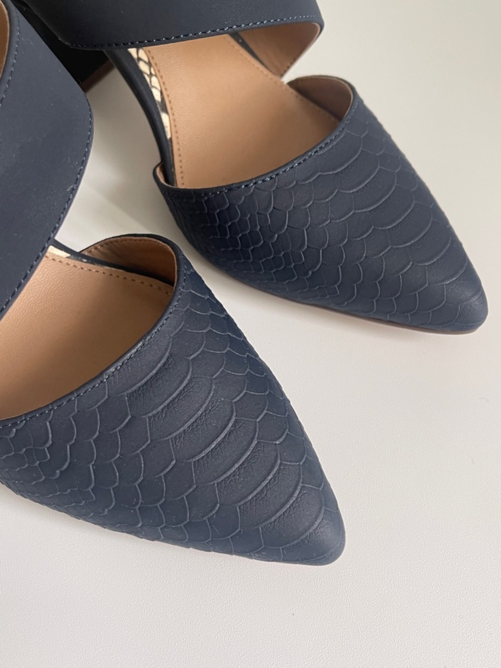 Call It Spring Navy Textured Block Heels - Picture 10 of 10